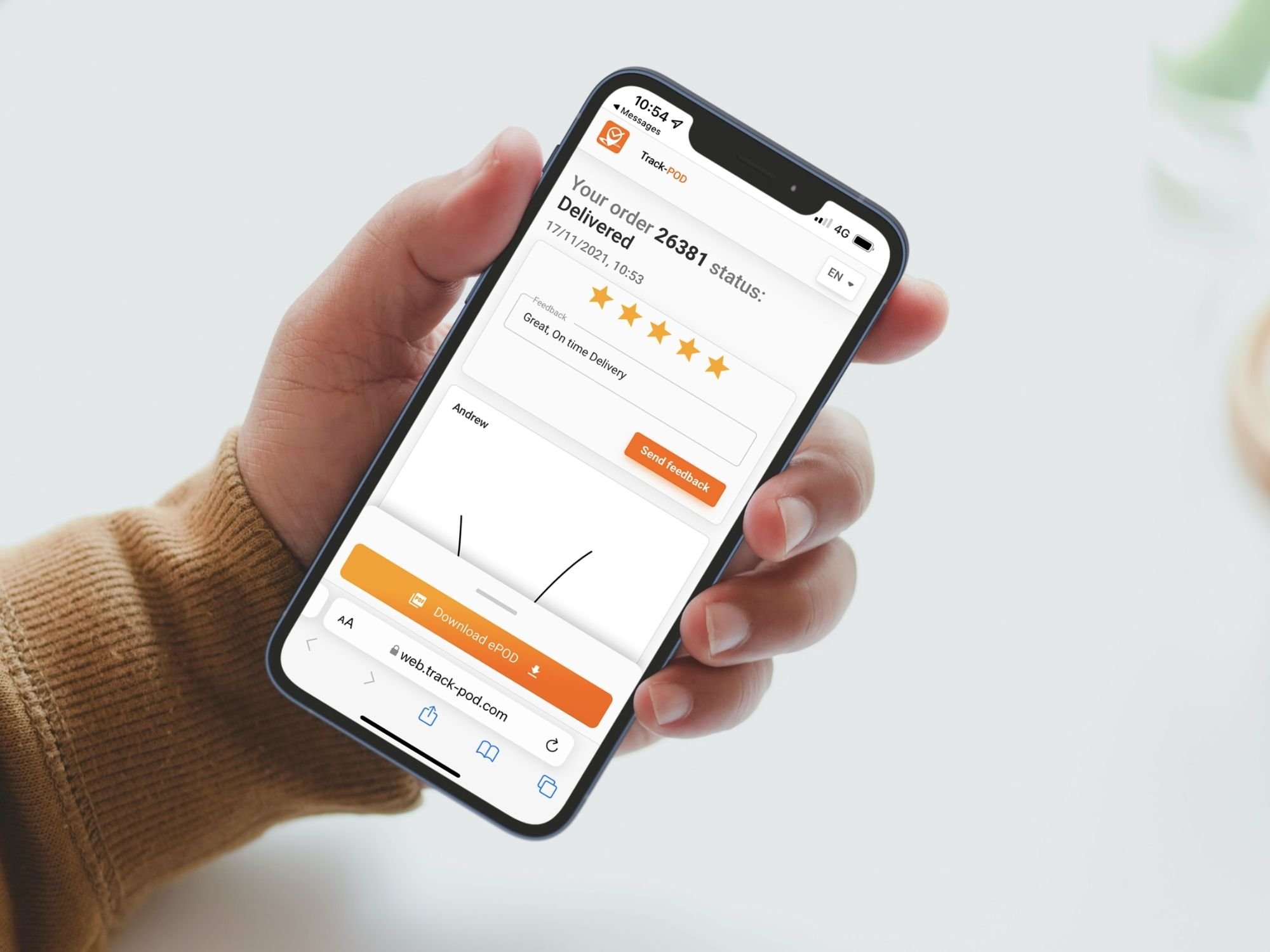 Customer feedback notification Track POD