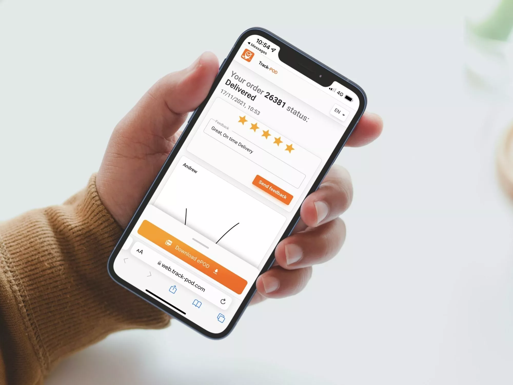 Customer feedback notification Track POD