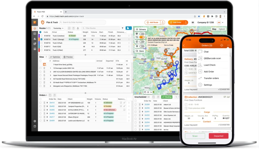 Delivery software for furniture Track POD