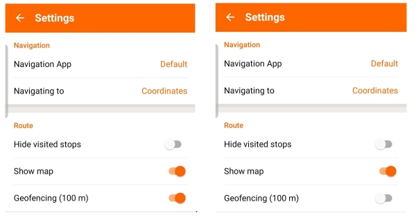 Geofencing Settings on mobile app
