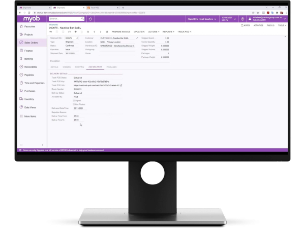 MYOB and Track POD integration 1