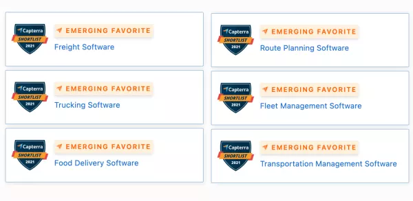 Track POD is an Emerging Favorite in 6 categories on Capterra