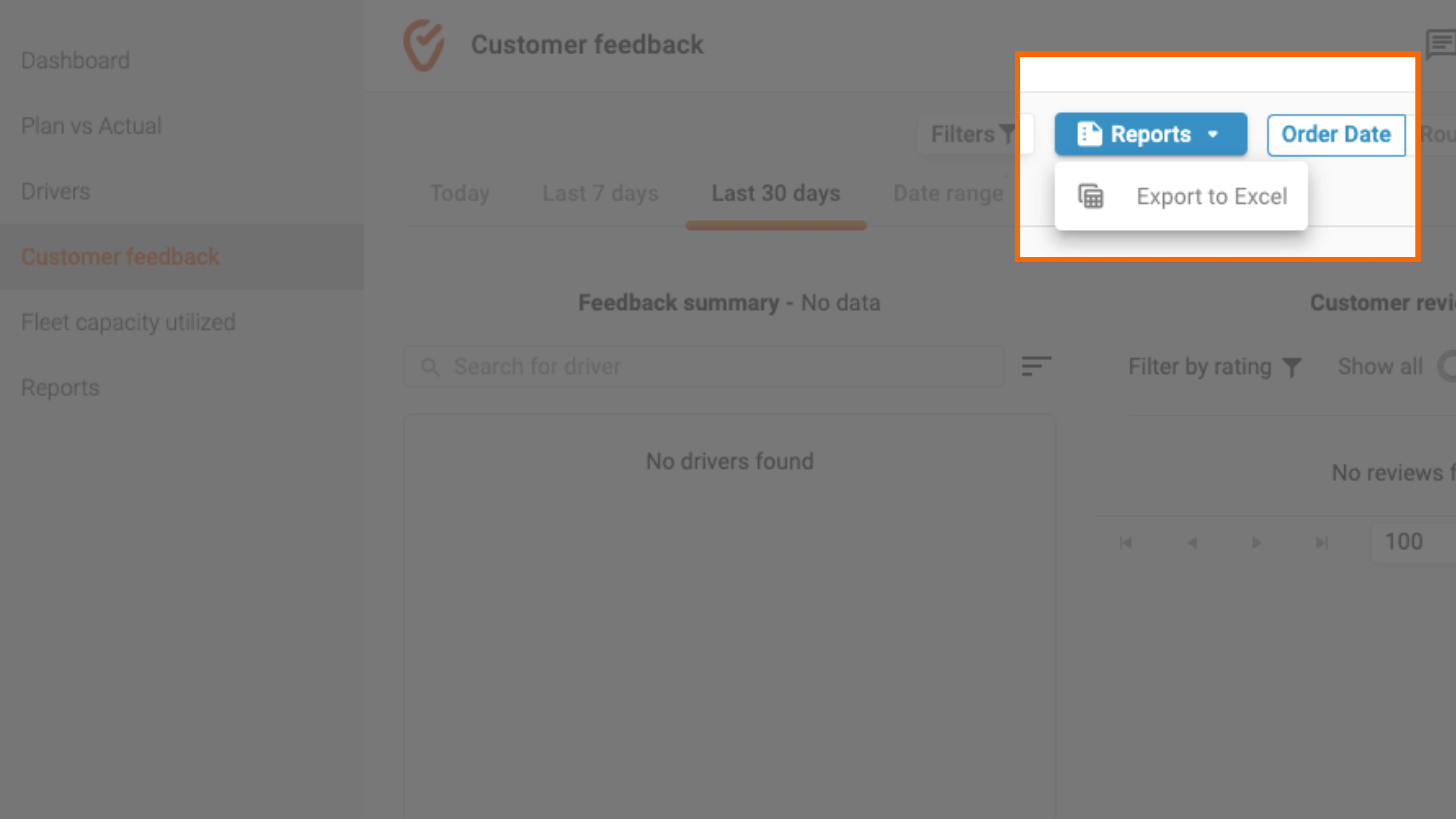 Export feedback