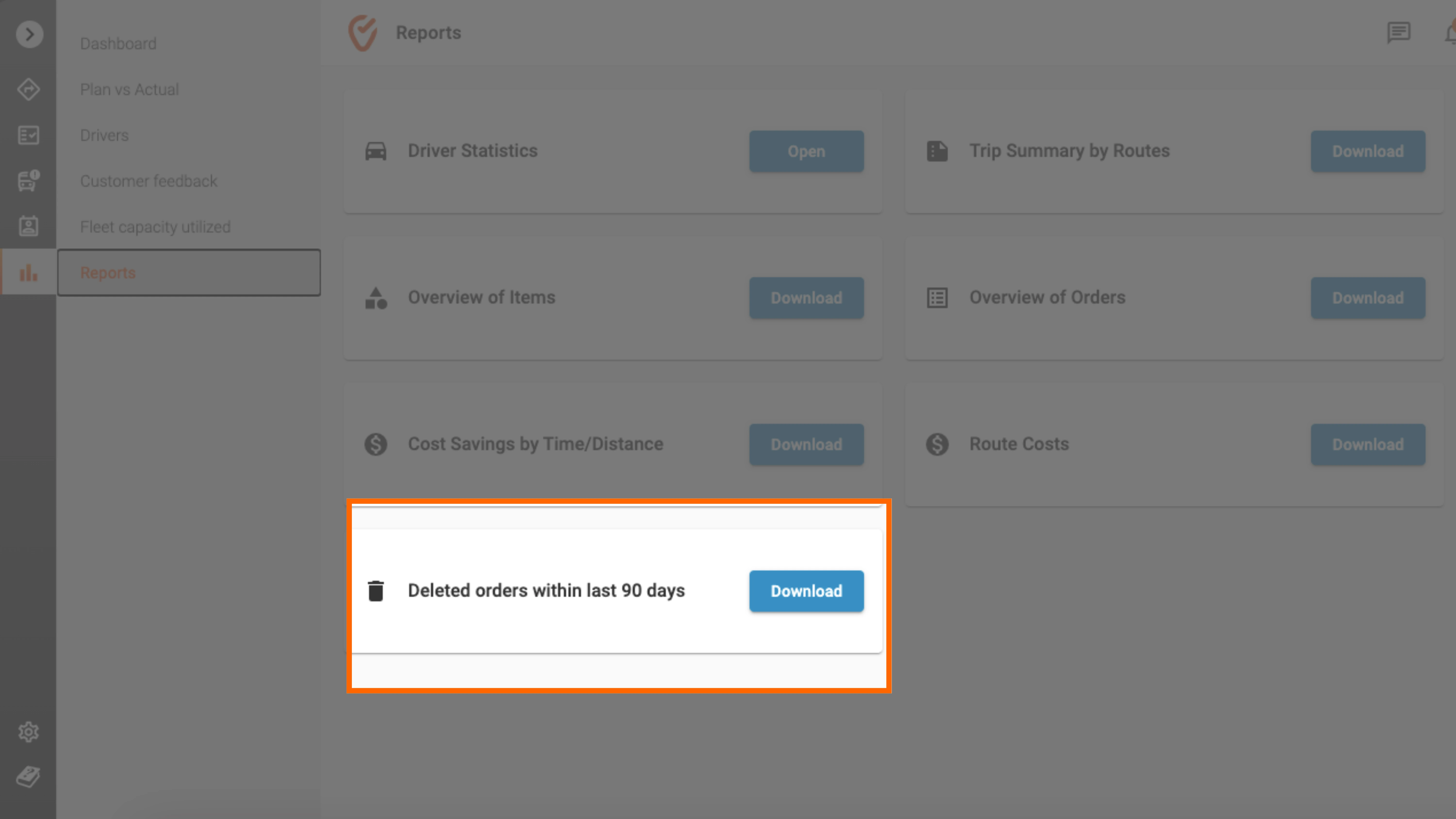 Deleted orders