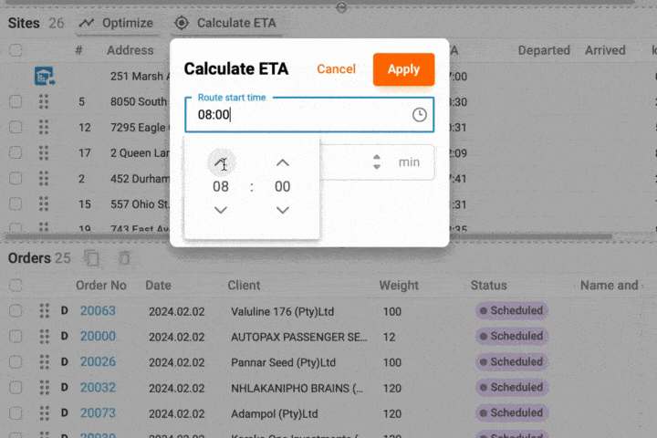 Track-POD allows optimizing ETA based on the actual time of departure.