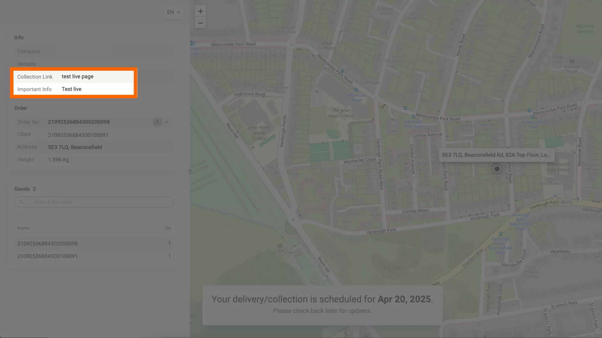 Live tracking software