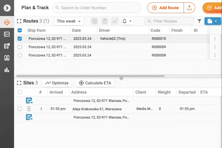 ordering columns