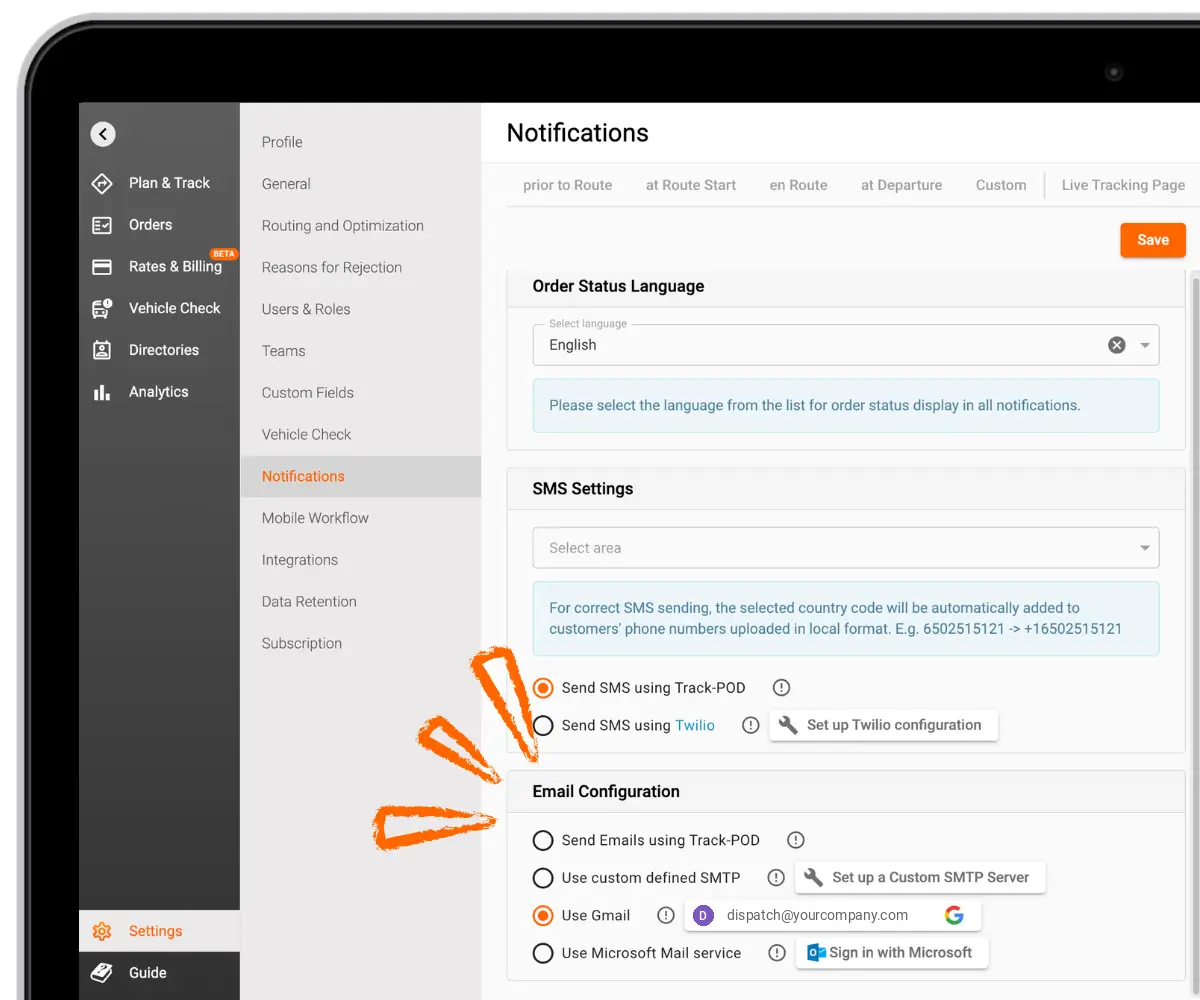 email configuration settings
