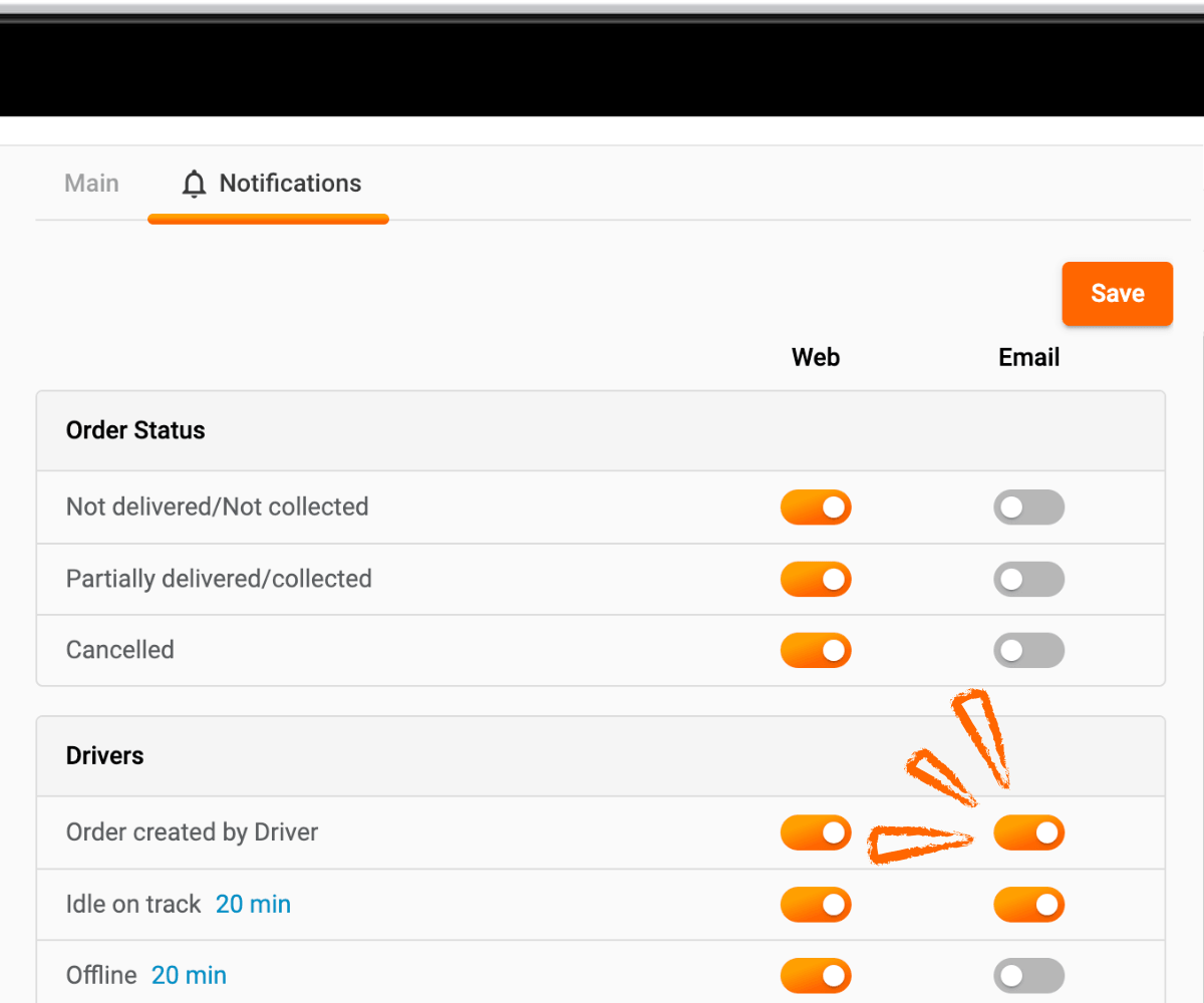 Notifications Settings Order Driver