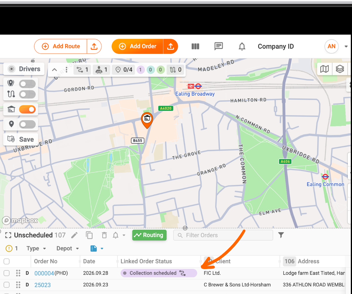 Linked Order Status Indicator