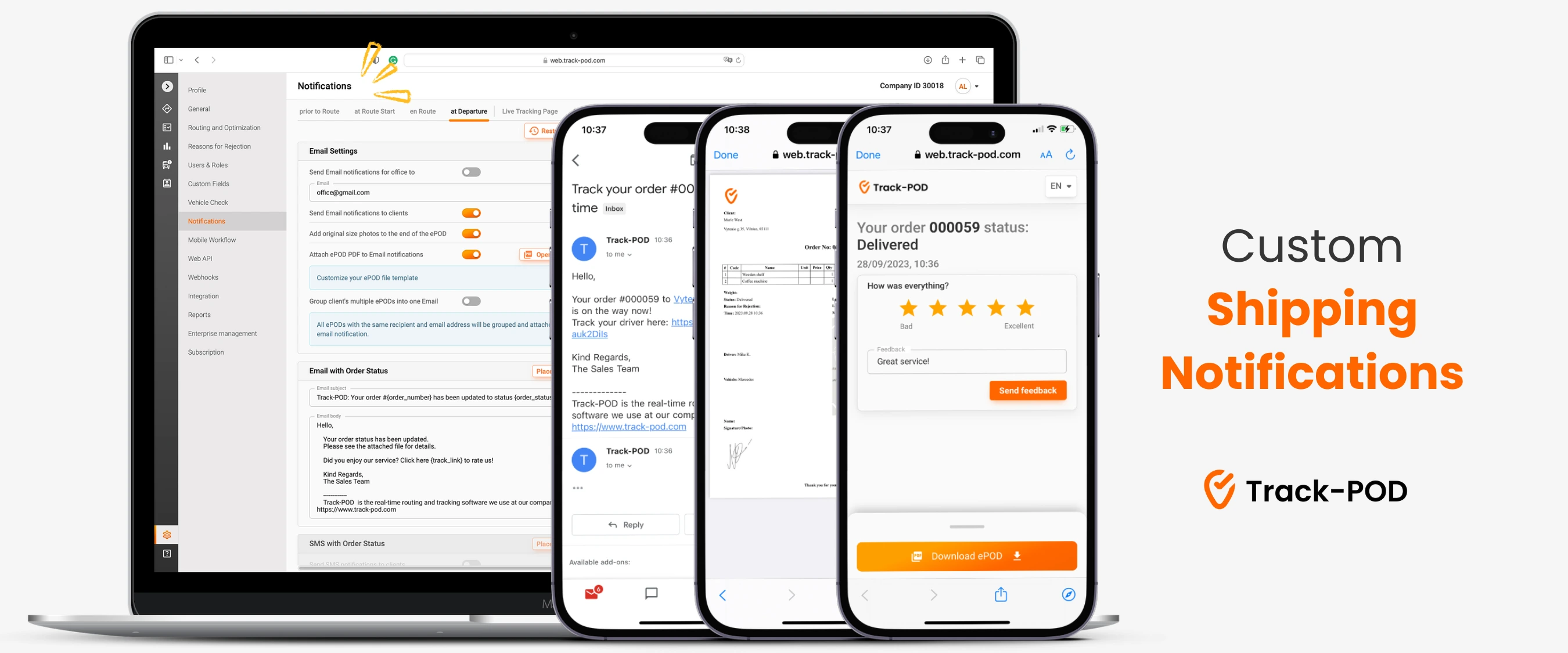 Custom Shipping Notifications Track-POD