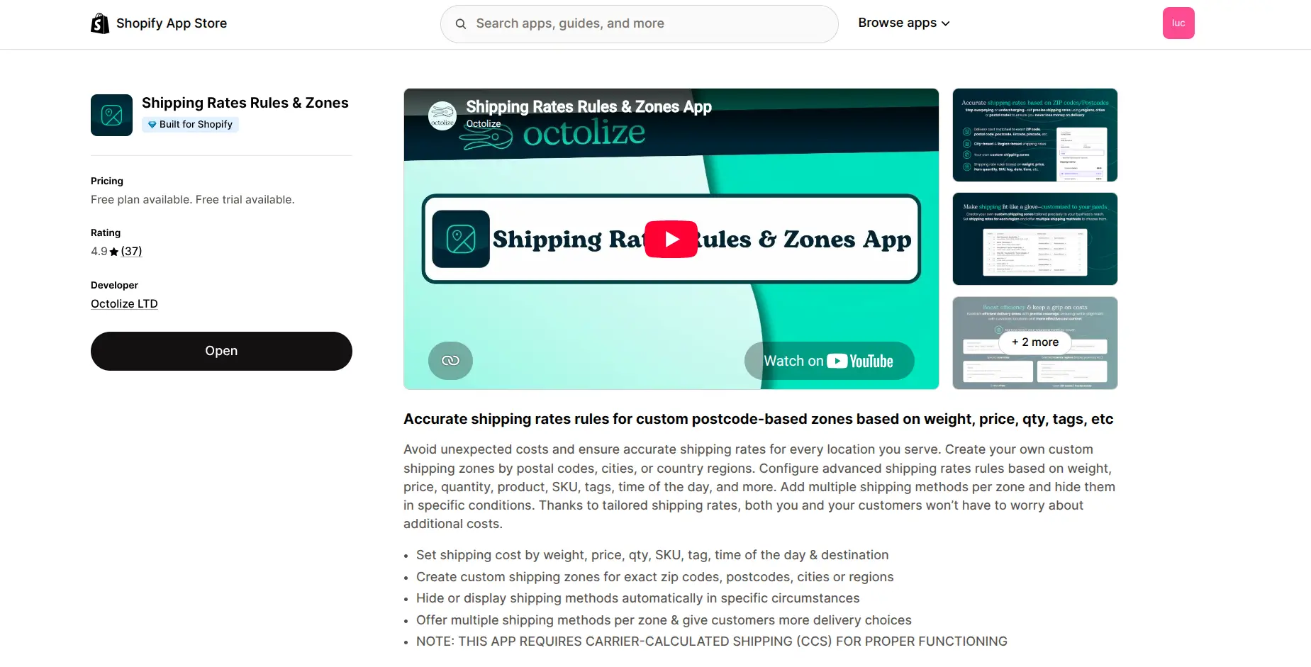 shipping rates rules