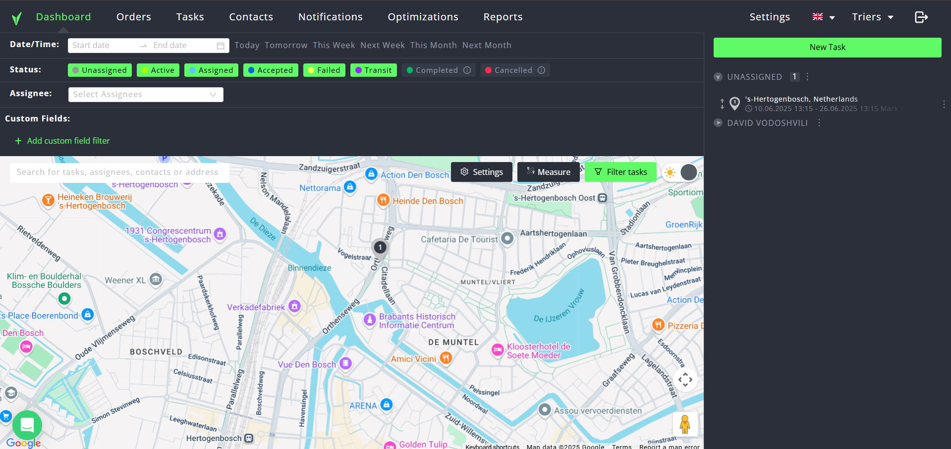 Dashboard with map