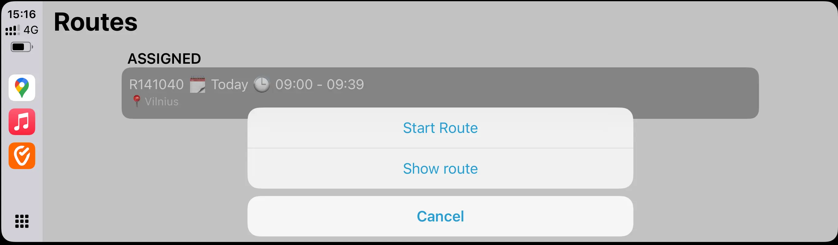 Start Route from CarPlay