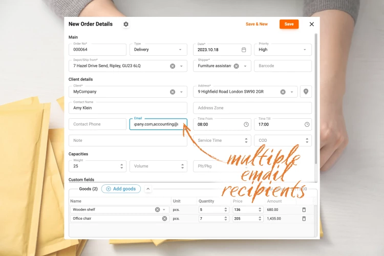 shipment notifications order setup