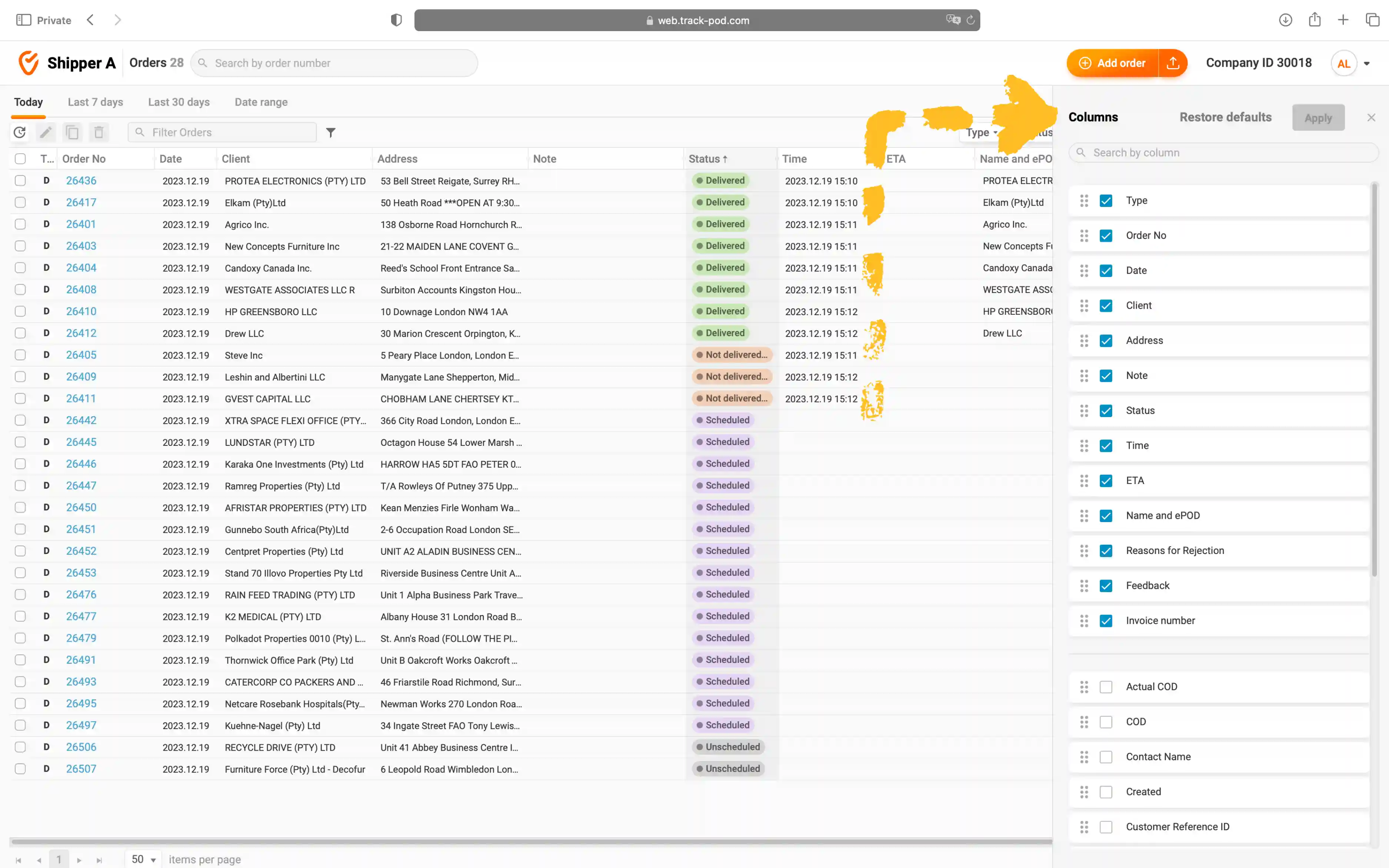 custom columns dashboard track pod