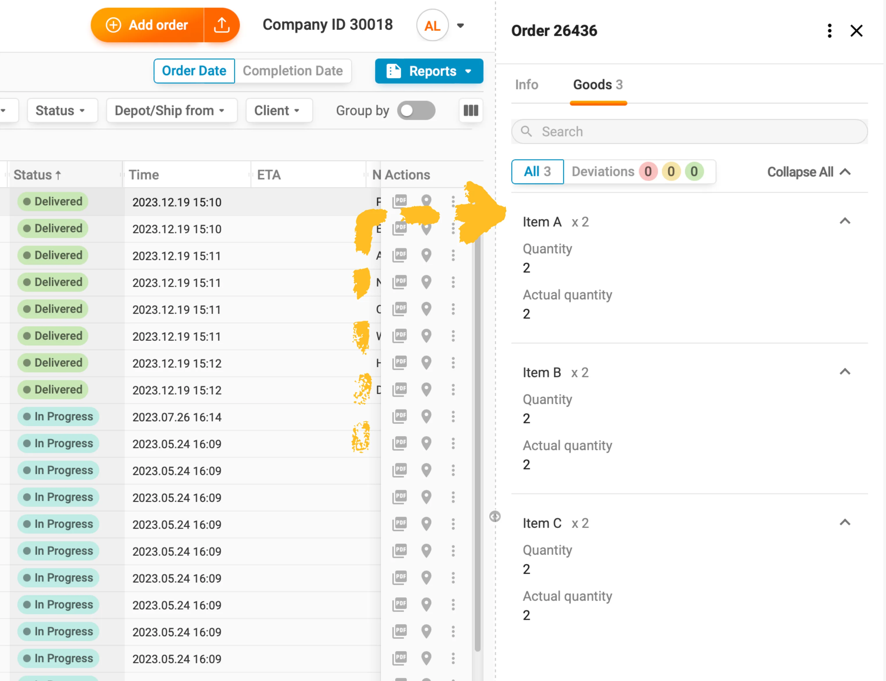 order details track pod logistics