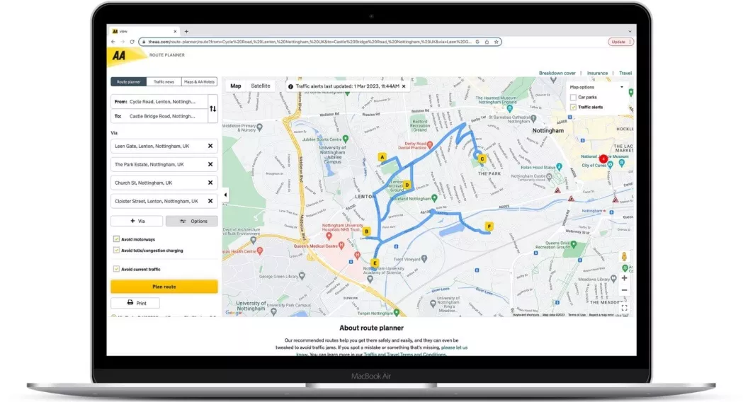 AA route planner