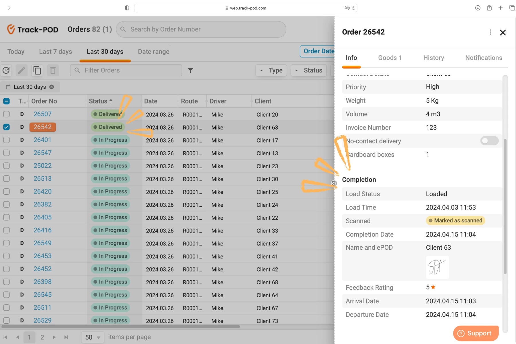 Track-POD provides you with live updates on your order delivery