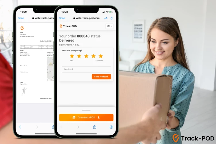 proof of delivery customer feedback Track POD
