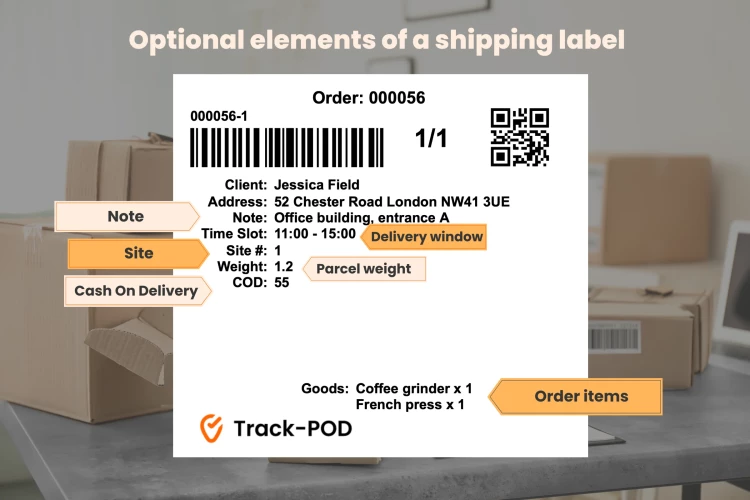 free shipping label template elements Track POD