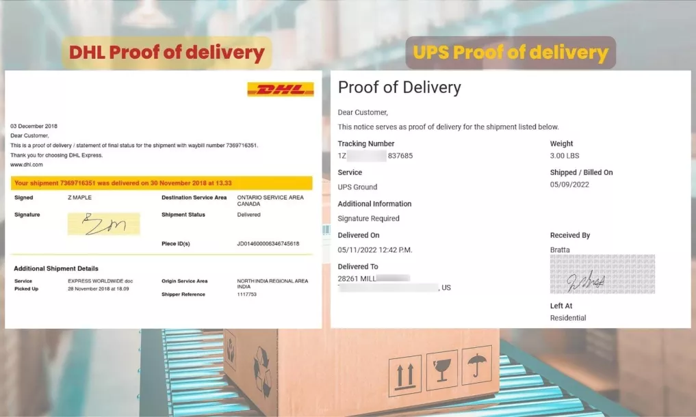 DHL ePOD delivery sheet