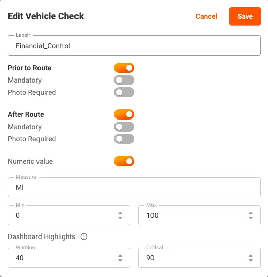Vehicle Check Options