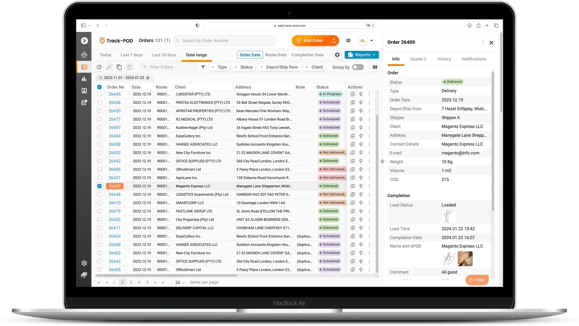 courier dispatching system