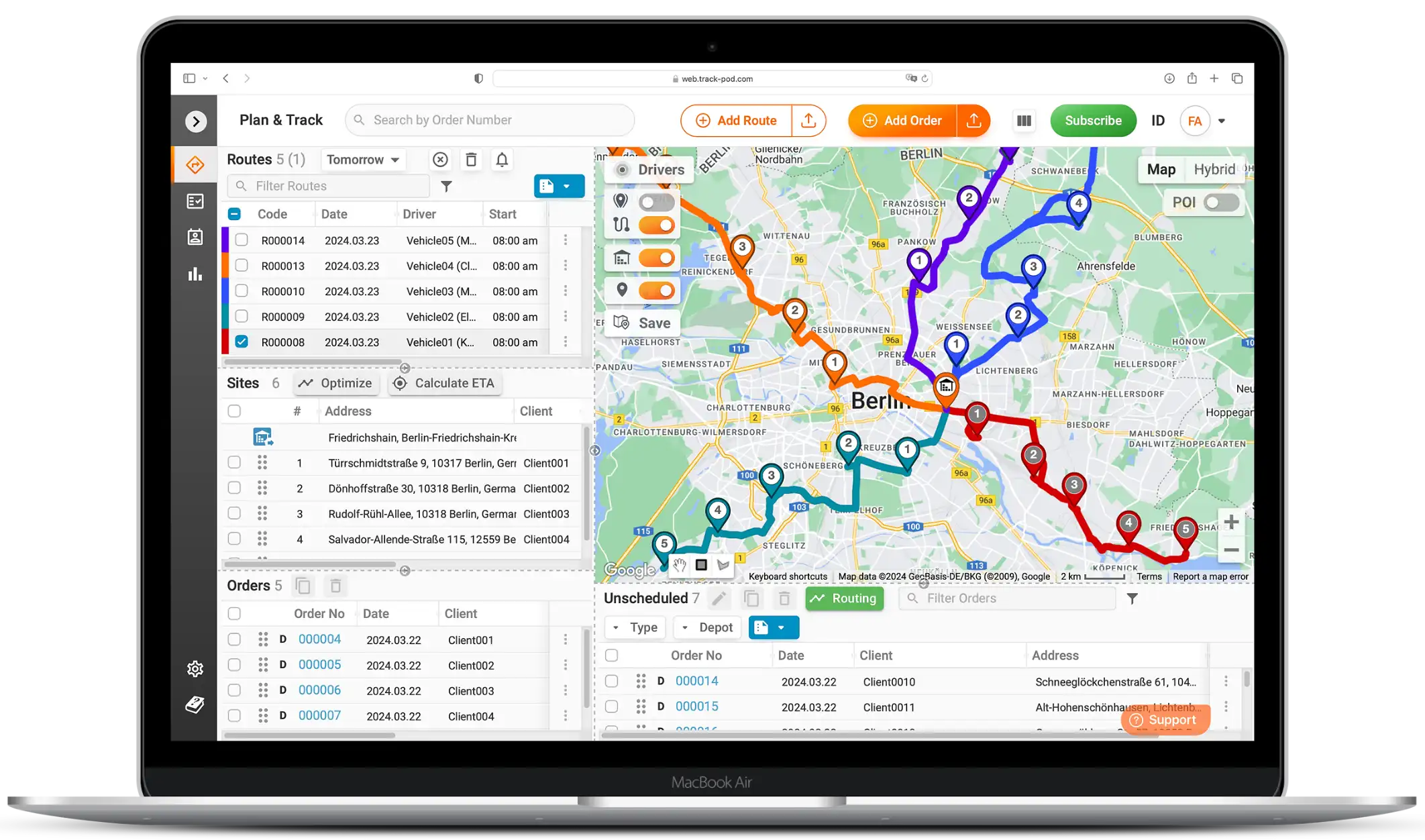 DE route planning software