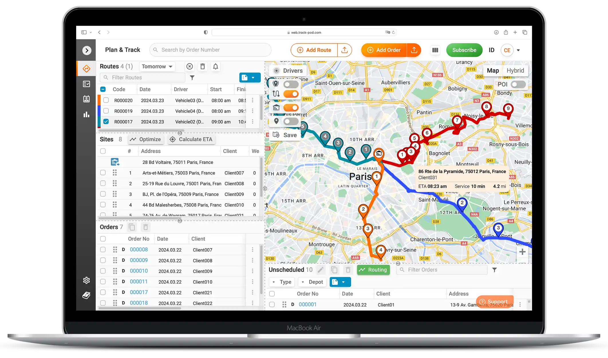 FR route planning software
