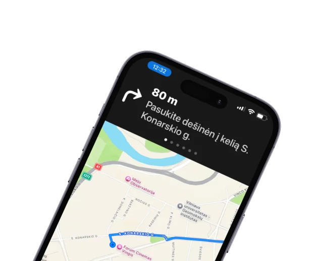 navigacija nukreipia ji greiciausiu keliu