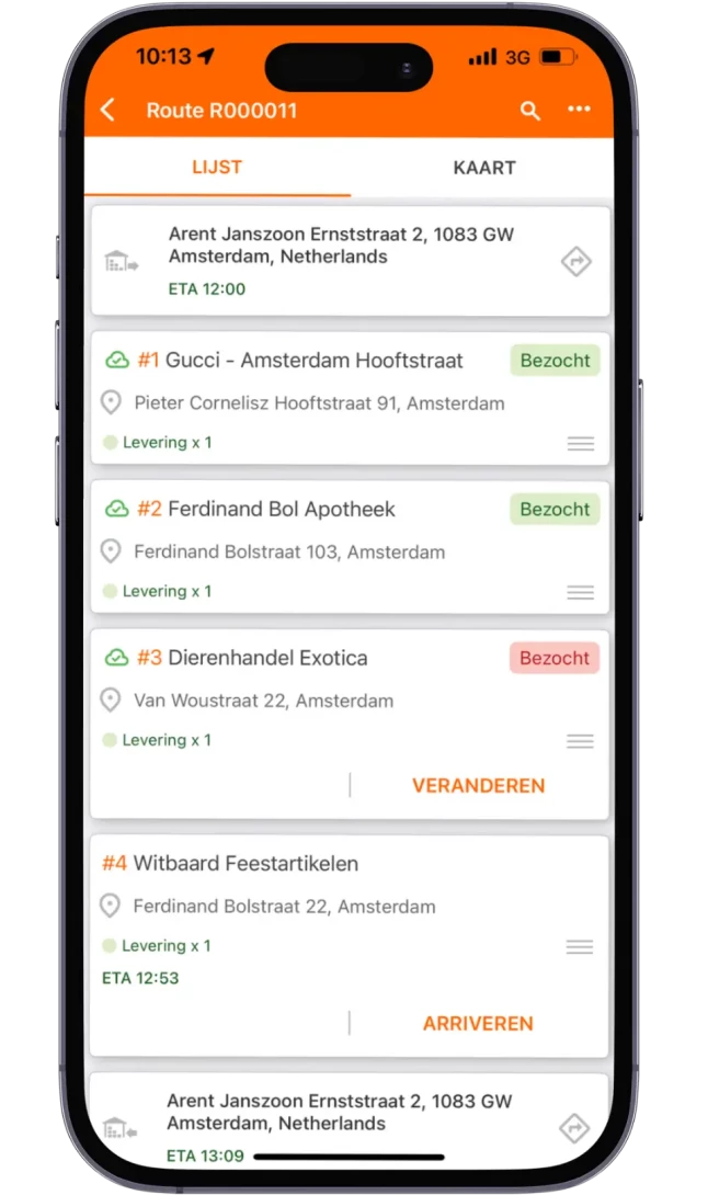 Bezorgingssoftware met tracking app