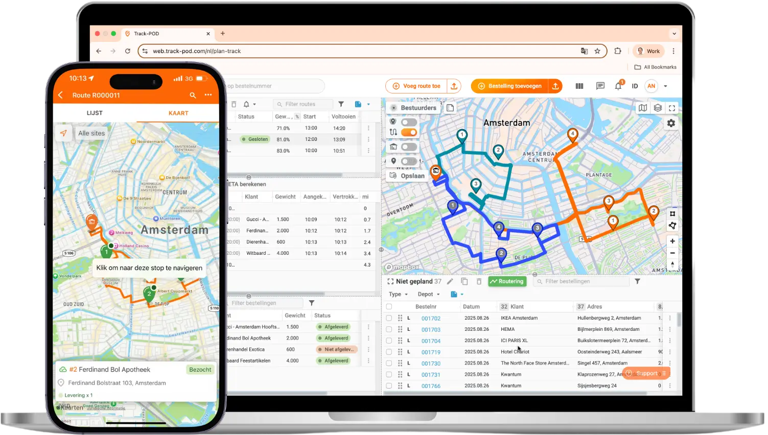 Synchronisatie met de chauffeursapp