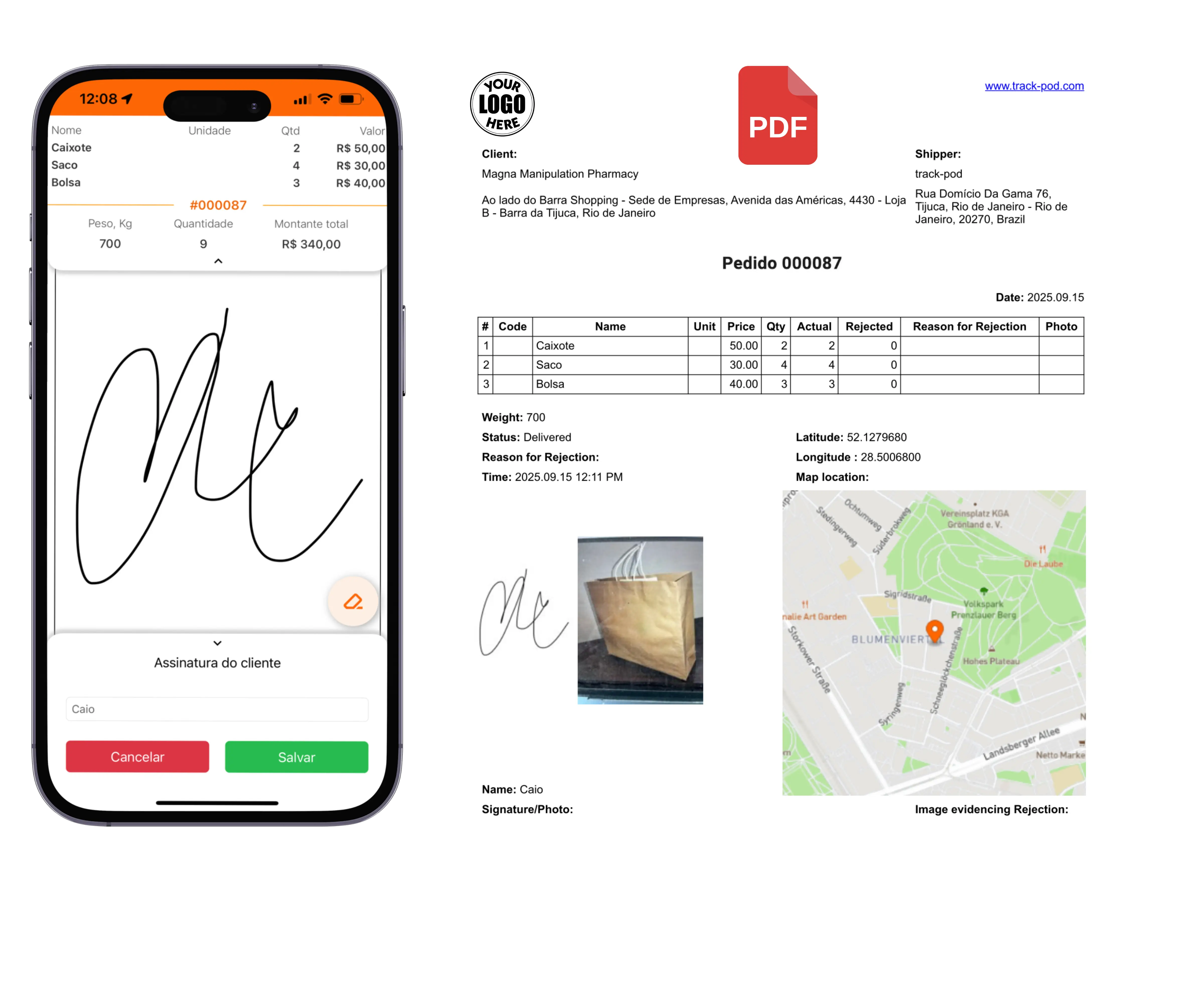 Aplicativo de prova de entrega Track POD