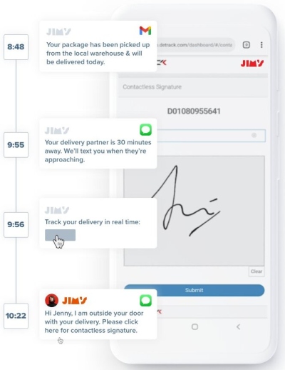 detrack delivery notifications