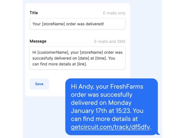 circuit SMS and email delivery notifications