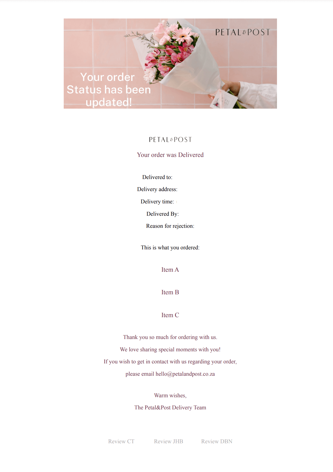 custom proof of delivery template by petalpost
