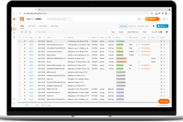 courier software new order dashboard