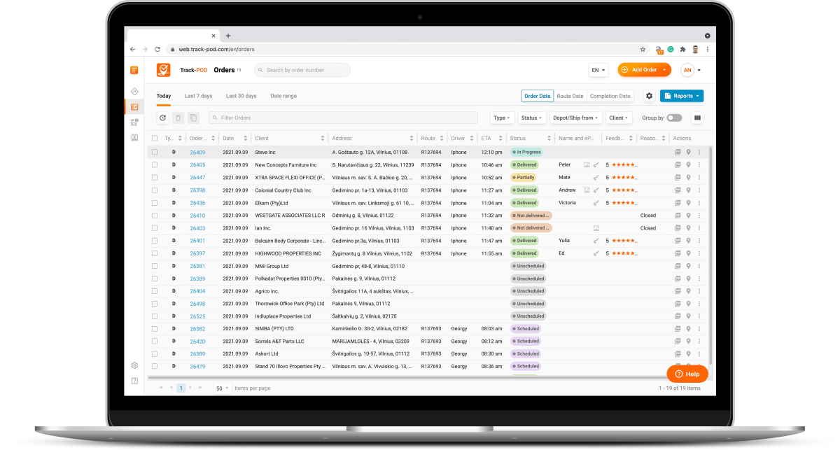 courier software new order dashboard