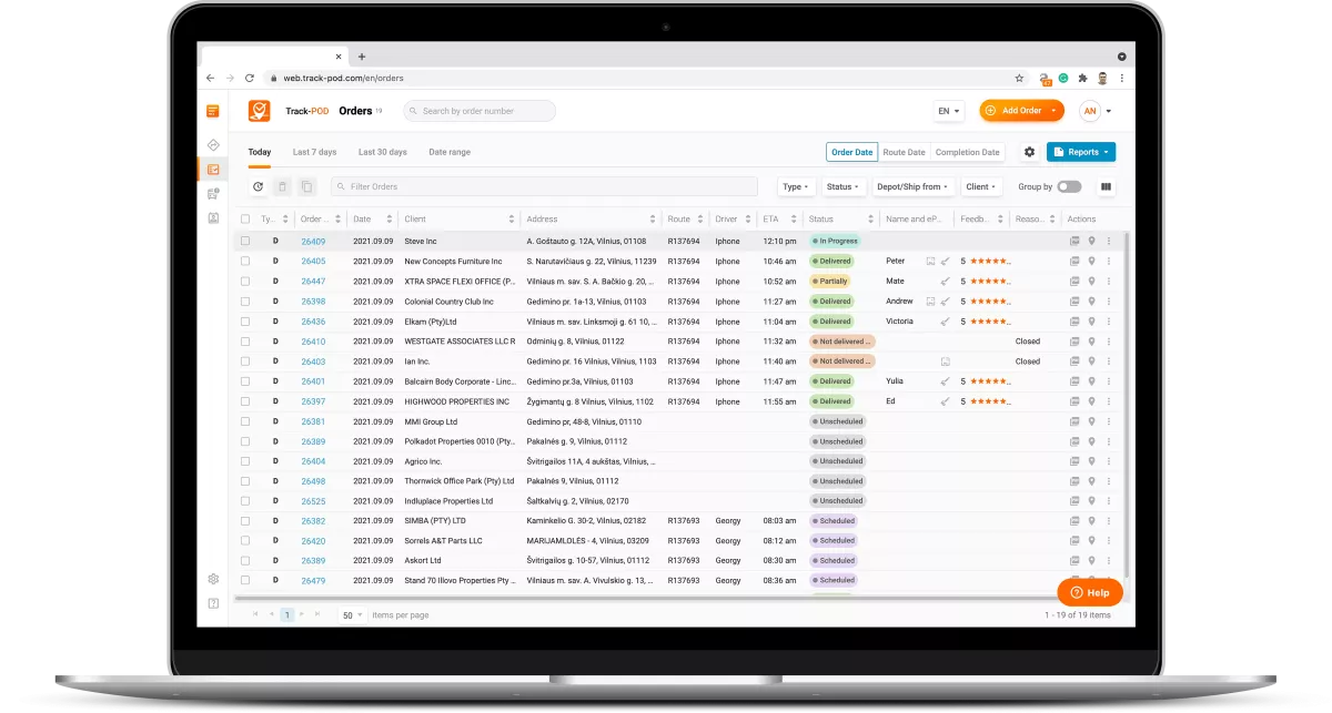 courier software new order dashboard