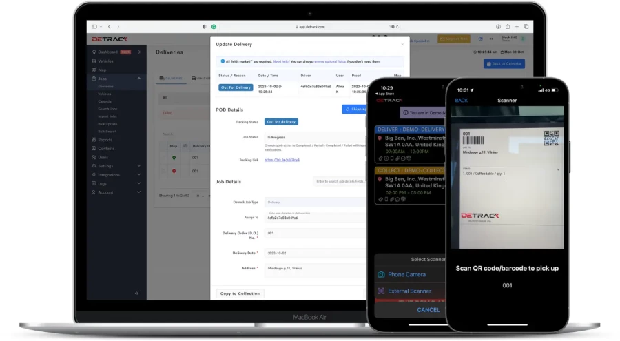 detrack barcode generator scanner