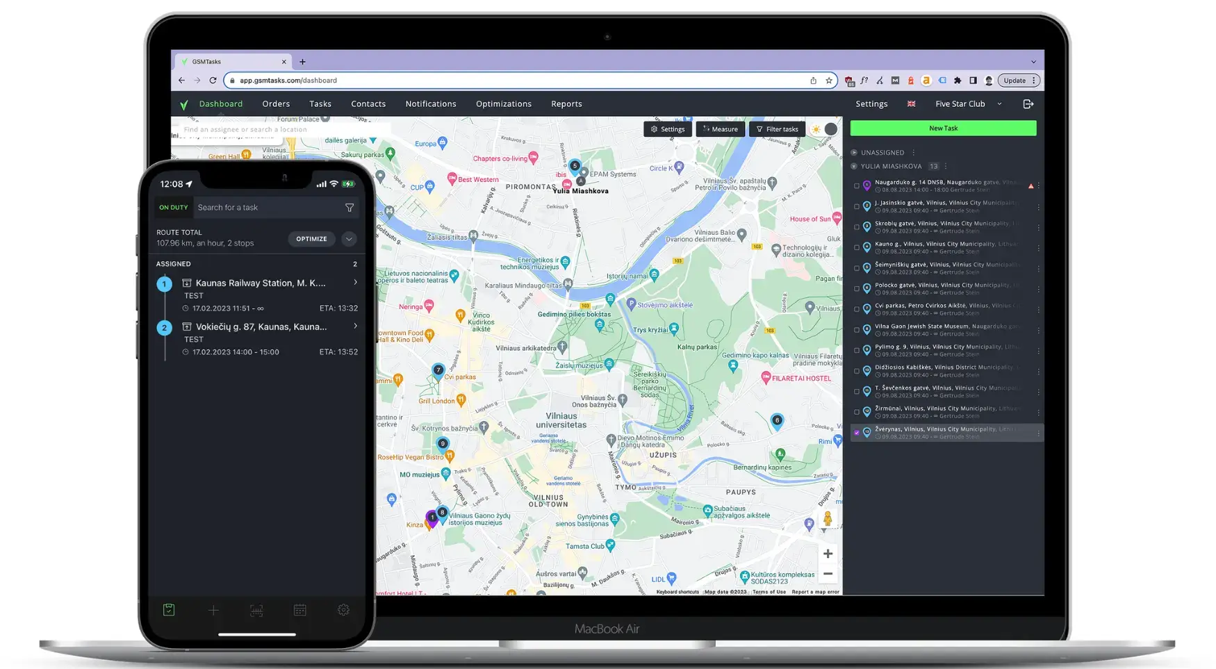 gsm tasks route planner app