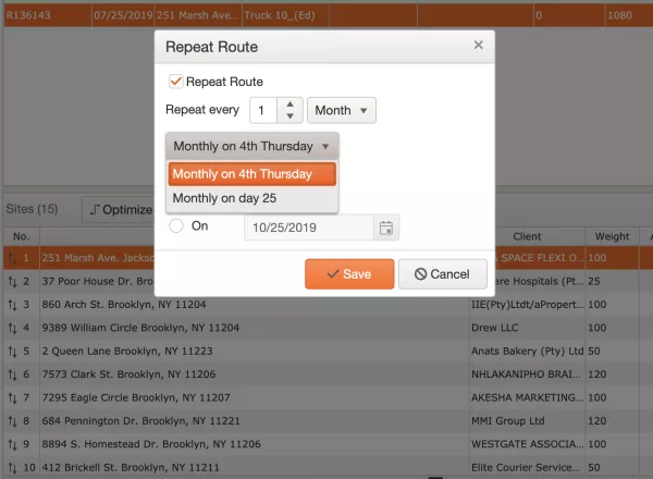 how to plan recurring routes in Track POD 1
