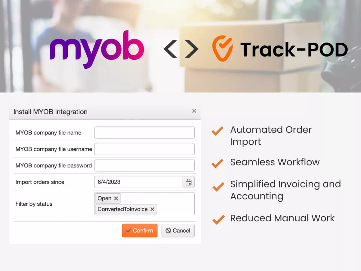 myob track pod integration