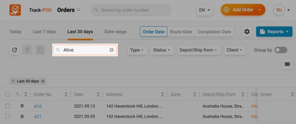 new order analytics search driver2