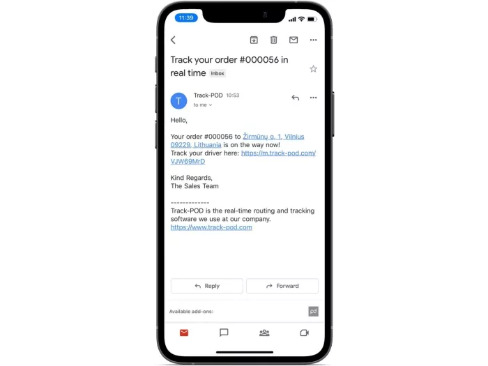 track and trace notification