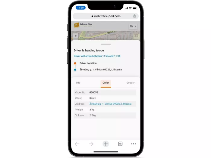 track and trace with order info