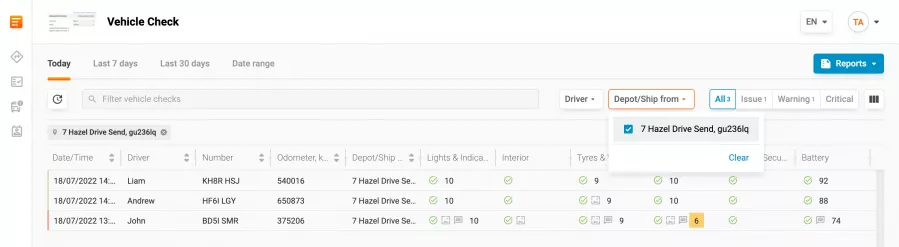 vehicle check dashboard